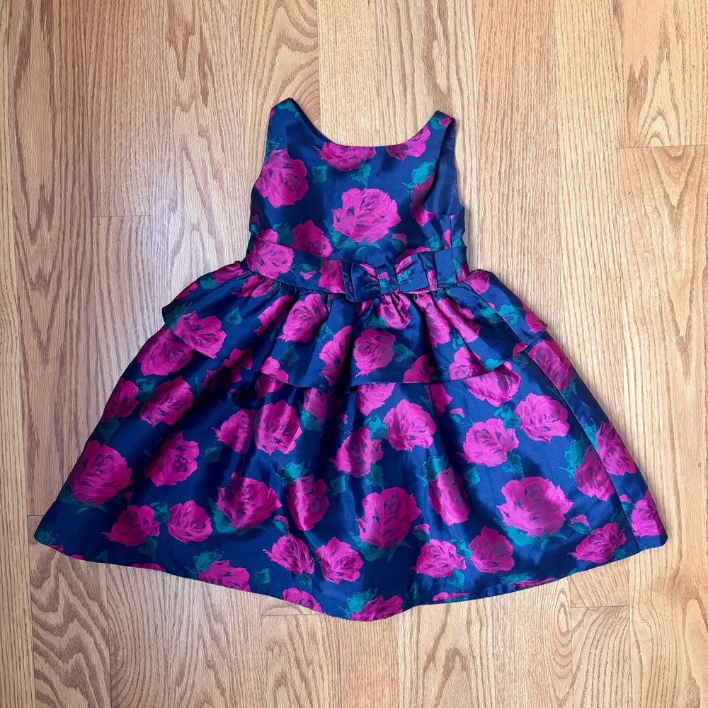 EUC sz 5 Janie and Jack Emerald Chateau Vibrant Pink Floral Dress